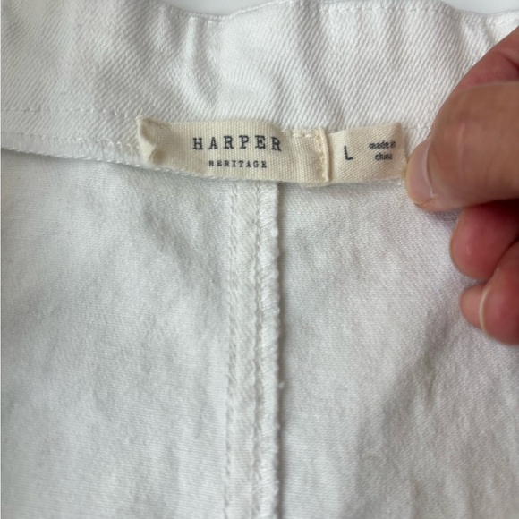 Harper Heritage White Denim Overall Dress Fall Layers Minimalist Large BN10 - Picture 3 of 5